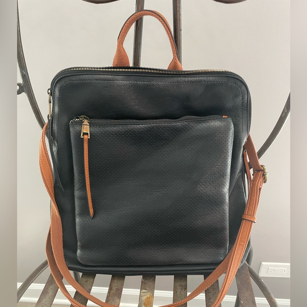 Beautiful Soft Black and Brown Mezon Leather Bag/Backpack